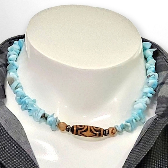 Hand Crafted Natural Larimar Necklace 19